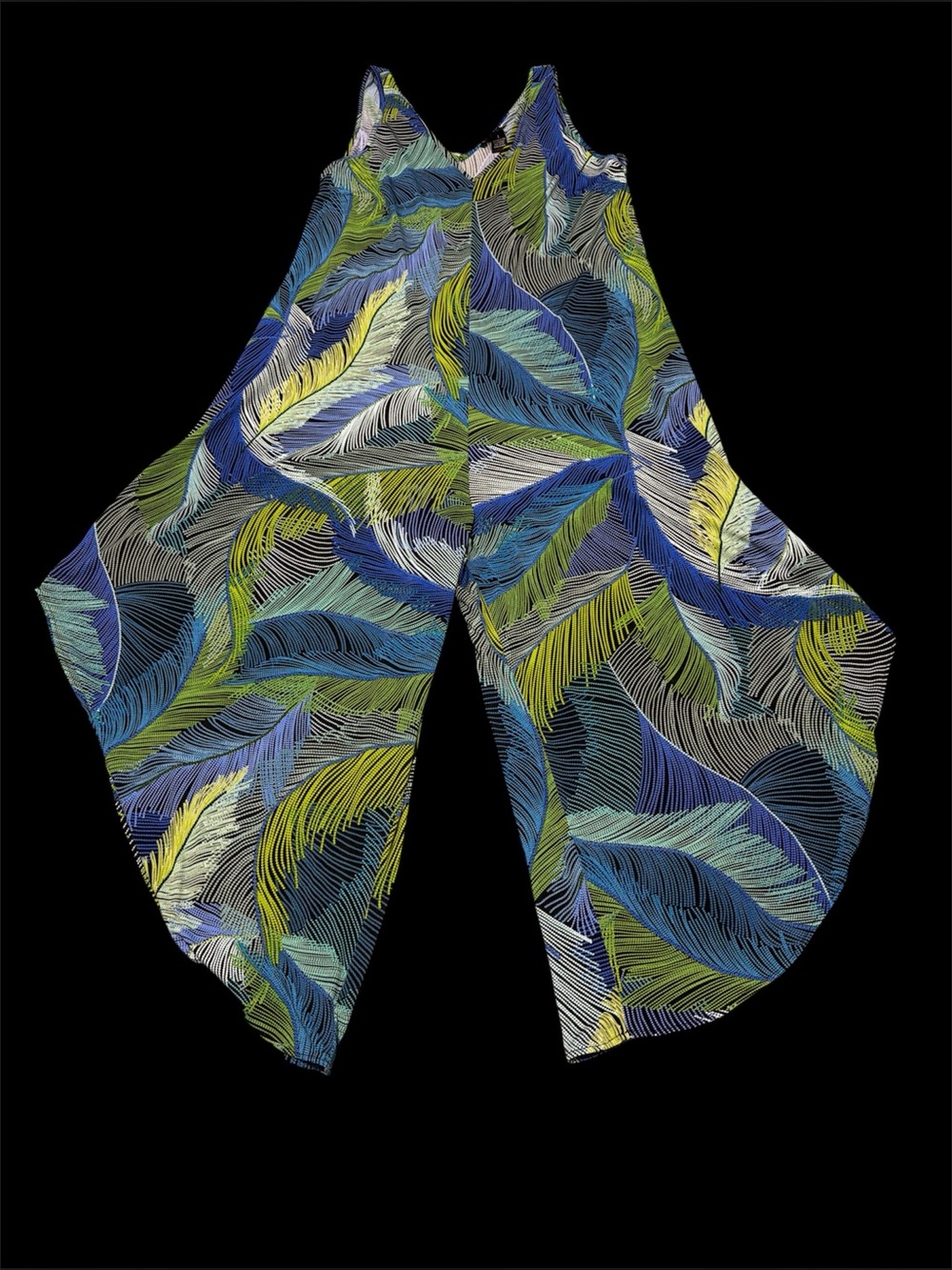 MSK Blue & Teal Patterned Women's wide Leg Jumpsuit